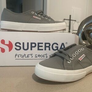 Superga Classic Gray Sneakers with White Soles